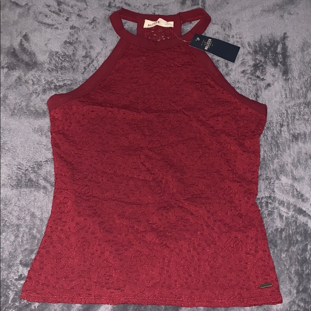 Hollister Floral Burgundy Halter Top